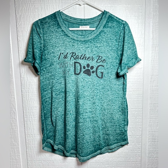 Maurices id rather be with my dog green burn out tee small - Picture 7 of 7